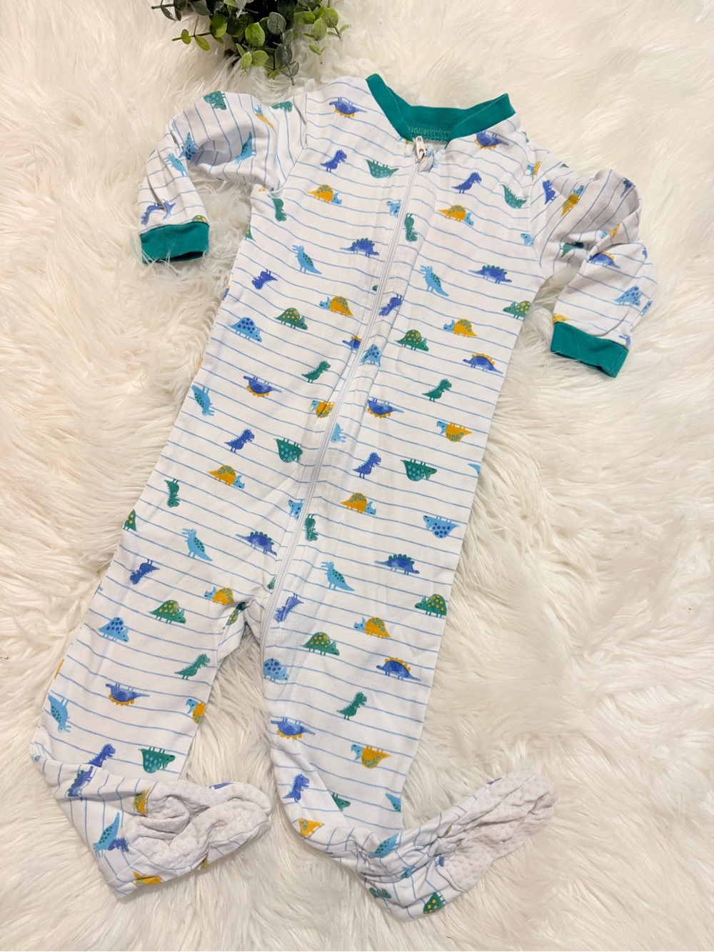 🌿10/$25 • George Dinosaur Print Cotton Footed Zip Sleeper